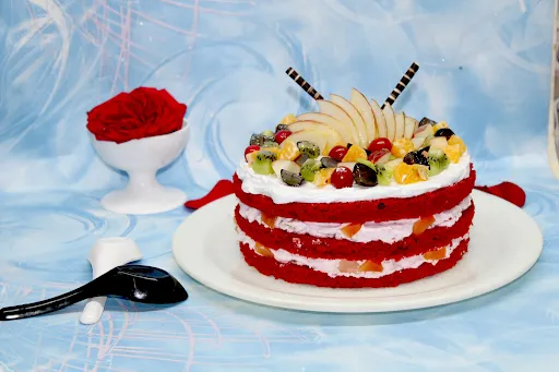 Open Red Velvet Fruit Cake