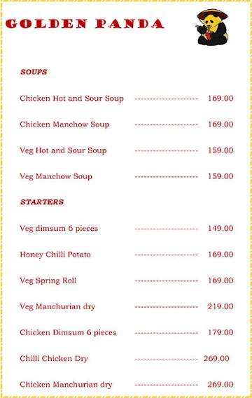 Golden Panda menu 