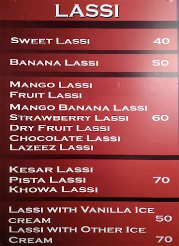 Lassi Ghar menu 