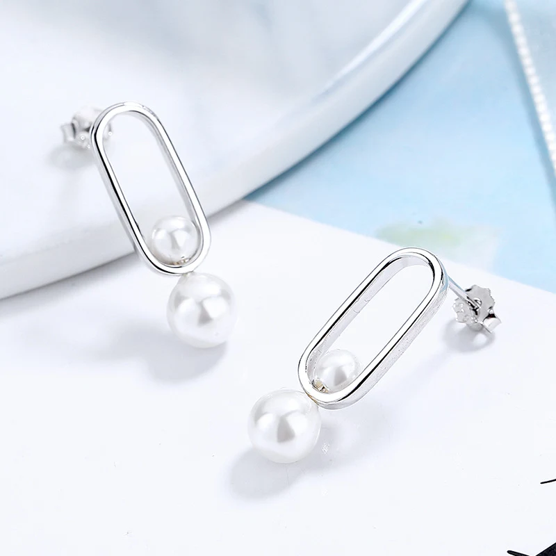 Title 3, Boucles doreilles perles de mode en argent ste...