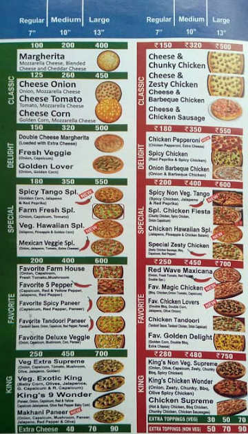 Da Pizza Makers menu 