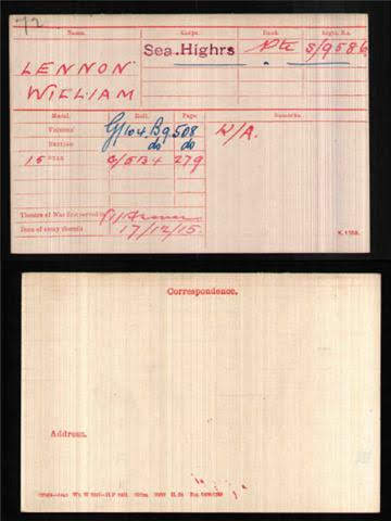 William J Lennon Medal Index Card