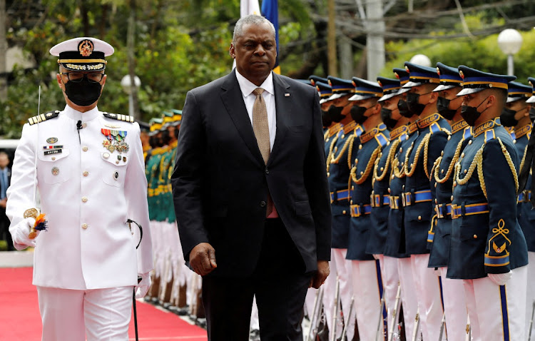 US defense secretary Lloyd Austin arrives in Camp Aguinaldo military camp near Manila, the Philippines, February 2 2023. Picture: ROLEX DELA PENA/REUTERS