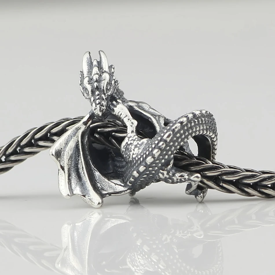 Bracelet Dragon de Glace et de Feu en argent S925, perles enfilées, un bijou distinctif pour hommes et femmes, style mystique et élégant.
