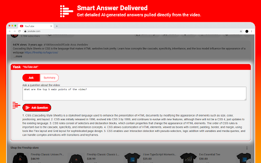 Yask (YouTube Ask) - Ask or Summarize Any YouTube Video screenshot 2