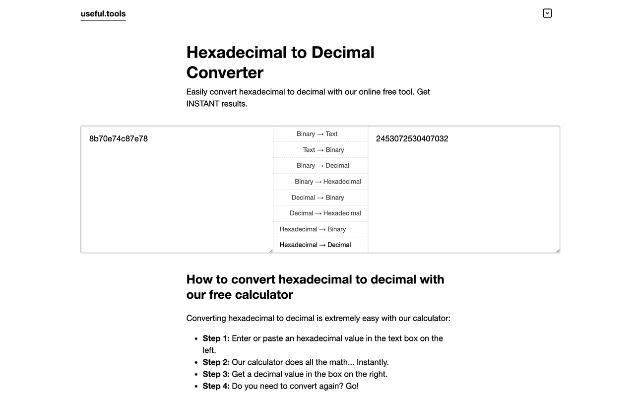 Convert Hexadecimal to Decimal - Converter Preview image 3