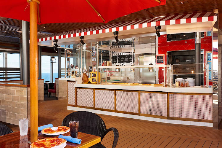 Pizzeria del Capitano serves fresh pizza 24 hours a day aboard Carnival Panorama.