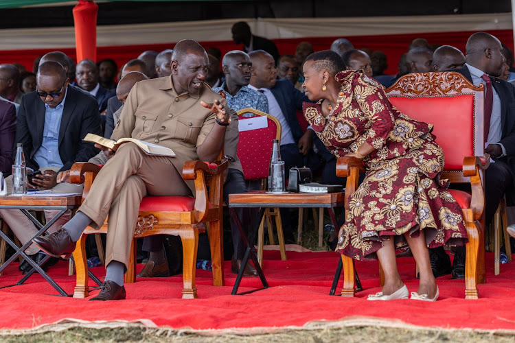 President William Ruto with his wife Rachael during a church service in Soy, Uasin Gishu County on January 7, 2024.