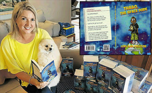 CHARMING TALE: Former teacher Lori-Ann Preston has written a comical book for tweens called ‘Thabo, the Space Dude’ about an East London boy who is horrified when his parents tell him the family is moving to Mars. Preston wrote it to fill a gap for South African kids. INSET: The front and back cover of the book Picture: BARBARA HOLLANDS