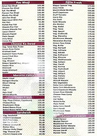 Mayur Pav Bhaji & Juice Bar menu 1