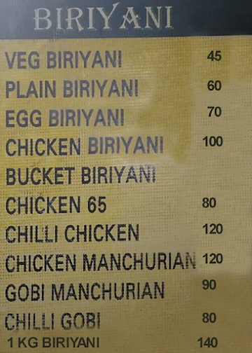 Taj Unavagam menu 