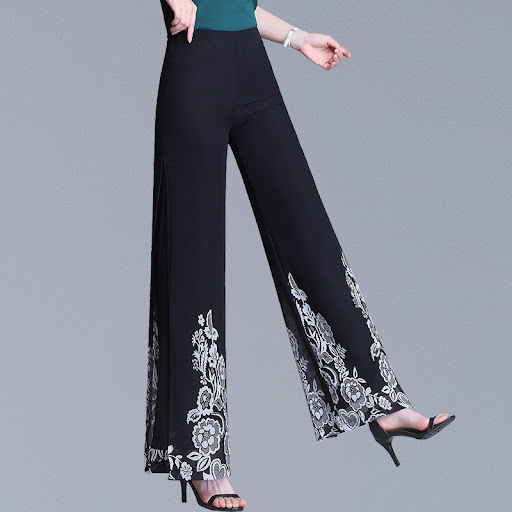 Title 4, High Waist Slim Printed Wide Leg Pants for Wome...