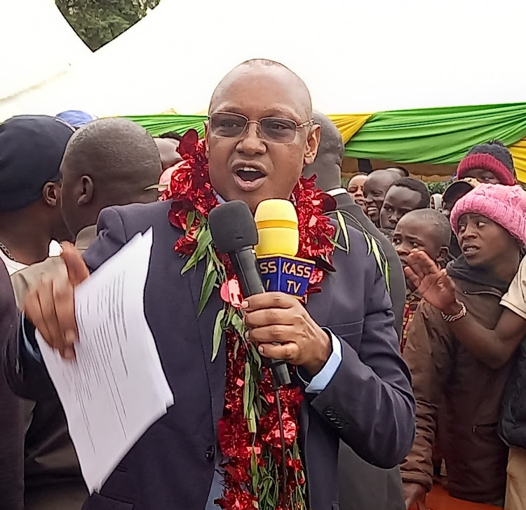 Bomet Central MP Ronald Tonui during a function at Kiplelji.