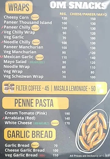 Om Snacks menu 