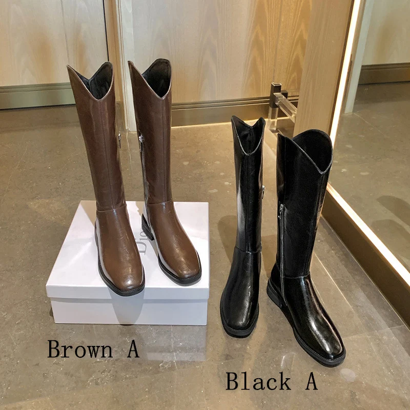 Botas casuales planas retro de caballero con caña alta, estilo vintage para hombre, ideales para uso diario y lucir un look moderno.