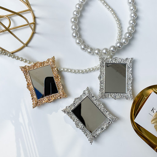 Title 15, Retro Electroplating Pattern Makeup Mirror Phon...
