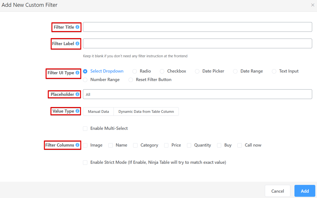 add filters to product tables and increase sales