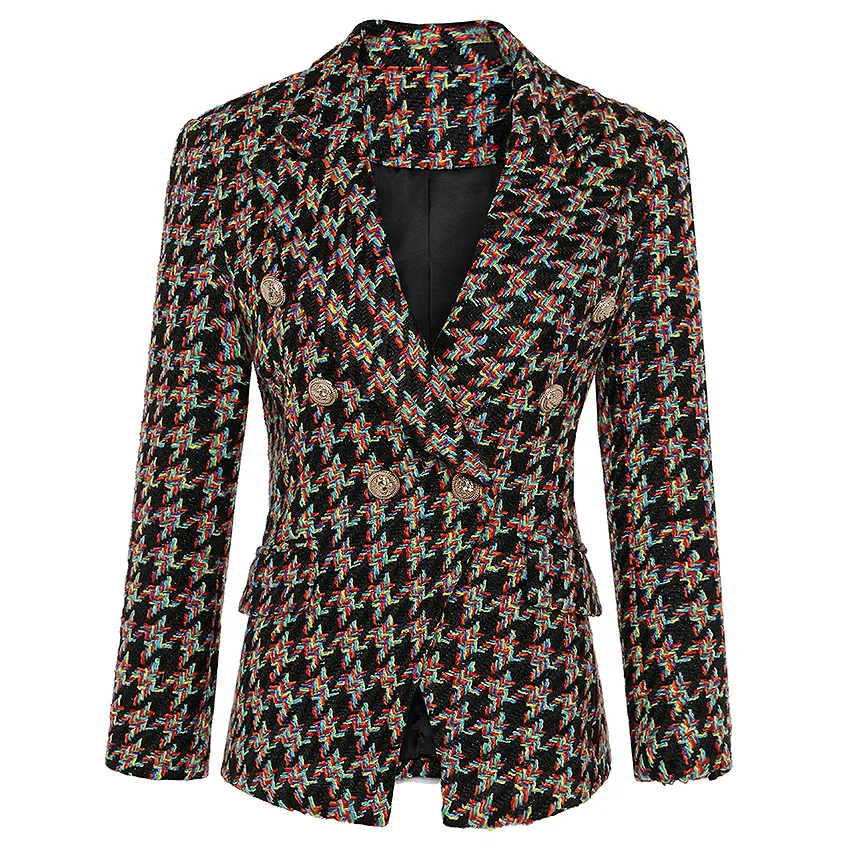 Tweed de tweed de peito duplo Houndstooth