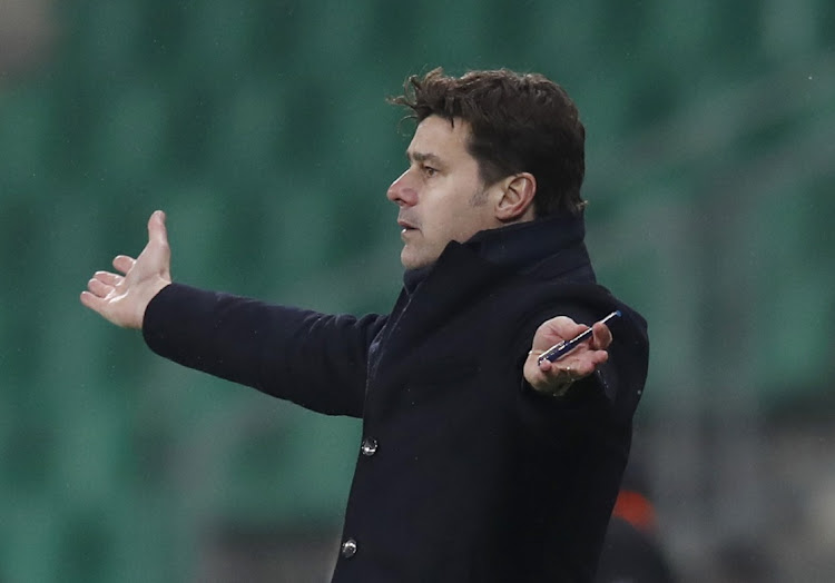 Paris St Germain coach Mauricio Pochettino reacts during the Ligue 1 match against Saint-Etienne at Stade Geoffroy-Guichard, Saint-Etienne, on January 6, 2021