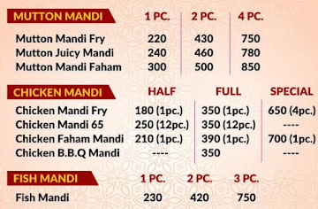 Zam Zam Arabian Mandi menu 