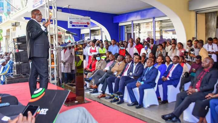 IC-DE CS Eliud Owalo speaking after launching free public Wi-Fi in Nairobi on November 9,2022.