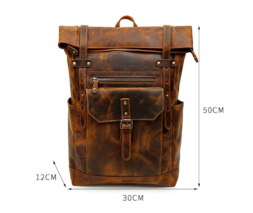 Title 12, Retro Crazy Horse Leather Mens Large Capacity ...