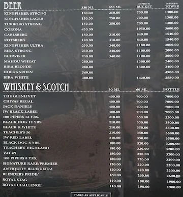 Club Pub-G menu 