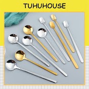 Thìa Inox, Muỗng Cà Phê Inox, Thìa Dài Uống Trà Thép Không Gỉ Hai Màu Vàng Bạc Sang Trọng, Tinh Tế - Tuhuhouse