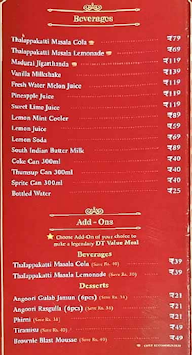 Dindigul Thalappakatti menu 1