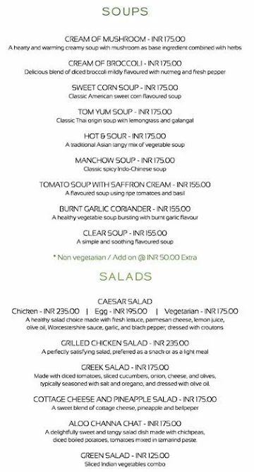 The Green Emerald - Forest Hill Golf & Country Club menu 