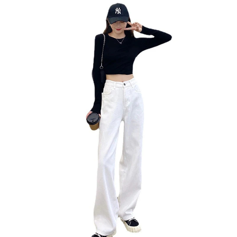 Title 5, Womens White Jeans Loose Casual Pants. Comfort...