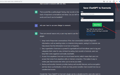 save ChatGPT history to evernote