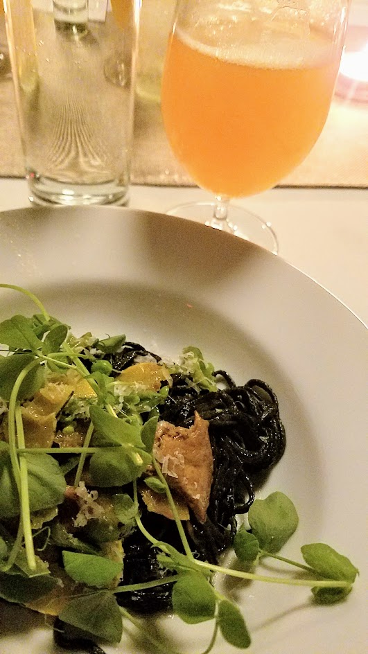 Imperial Session New England Beer Dinner Squid Ink Tagliatelle, Chanterelle Conserva, Snap Peas, Roasted Winter Squash. Paired with Hill Farmstead Dorothy