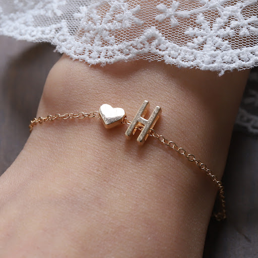 Title 19, English Letter Heart Bracelet Alloy, Graceful P...