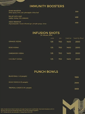 Ministry of Sound menu 