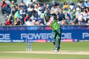 Faf du Plessis captain of South Africa playing a shot during the ICC Cricket World Cup match between Sri Lanka and South Africa at The Riverside Durham on June 28, 2019 in Chester-le-Street, England. 