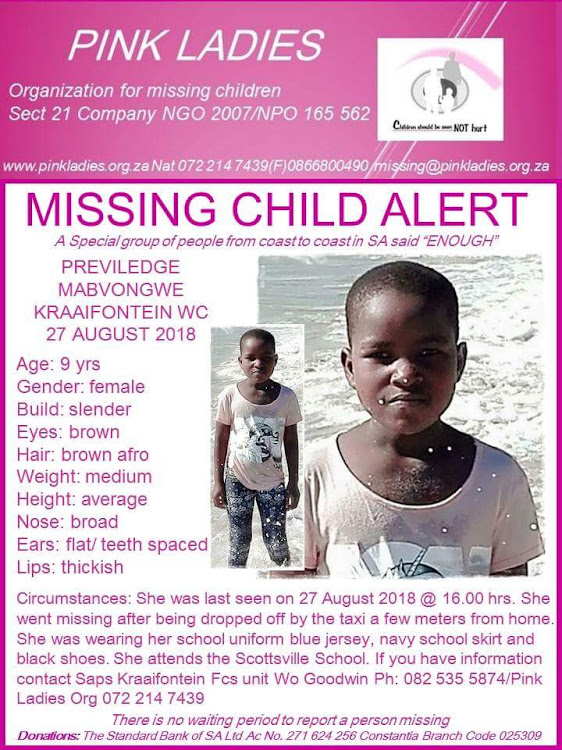 Previledge Mabvongwe, 9, whose body was found in Cape Town on Thursday