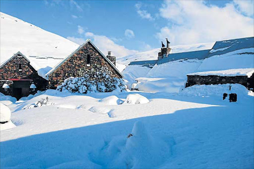 WINTER WONDERLAND: Eight guests at the luxury Tenahead Mountain Lodge at Rhodes were stranded for a week Picture: SUPPLIED