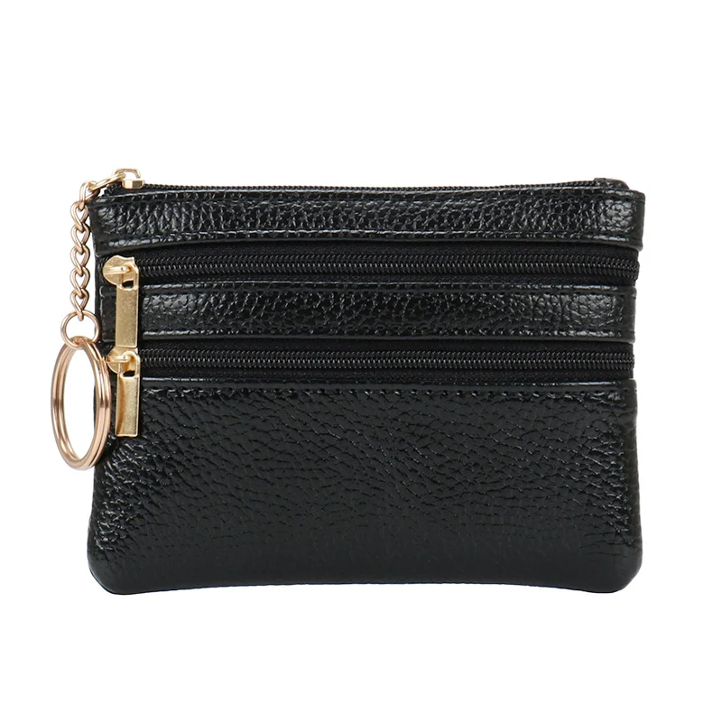 Portefeuille femme à monnaie court en cuir authentique Toucher tactile agréable. Compact, pratique et élégant pour pièces et cartes.