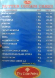 The Cake Point menu 1