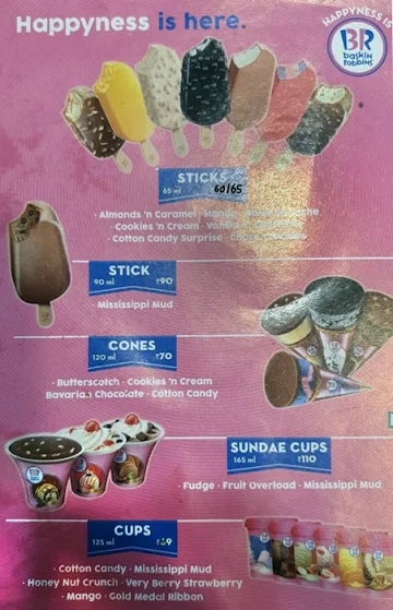 Ice Cream Corner menu 