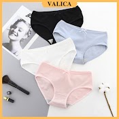 Quần Lót Nữ Cạp Vừa - Quần Lót Cotton Đính Nơ Mềm Mịn, Thoáng Mát Không Cộm Valica L05