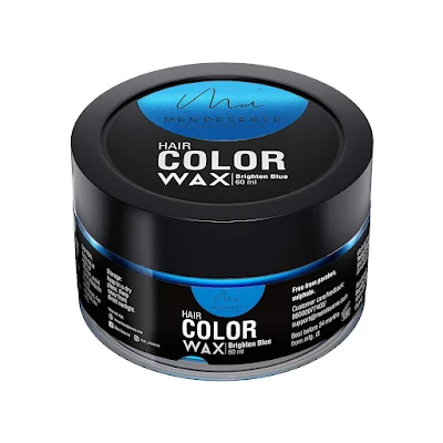 Men Deserve Hair Styling Color Wax For Strong Hold And Volume For Highlights, Parties And Special Occasions (60 ML, Brighten Blue) - 60g