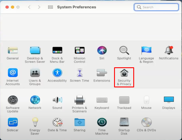 System Preferences on macOS