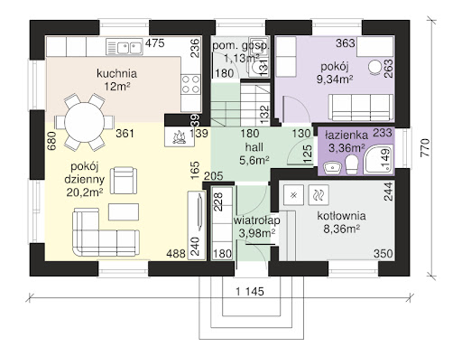 Dom przy Alabastrowej 28 - Rzut parteru