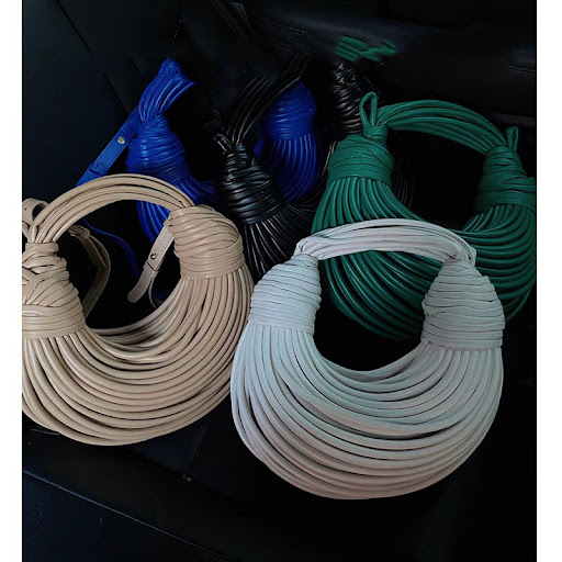 Title 7, Handwoven Knot Dumpling Tote Bag Noodles. A sty...