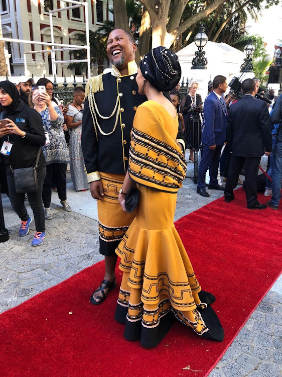 Mandla and Rabia on the red carpet before the state of the nation address in Cape Town on February 16 2018.