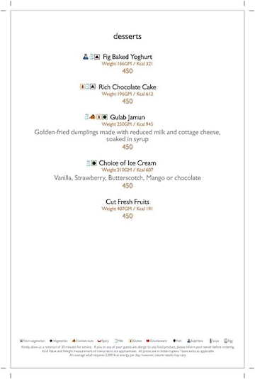 The Old Baker - Jaypee Siddharth menu 