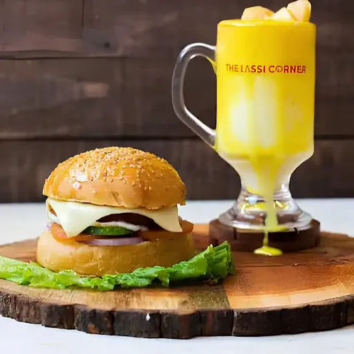 Veg Cheese Burger With Mango Icecream Shake