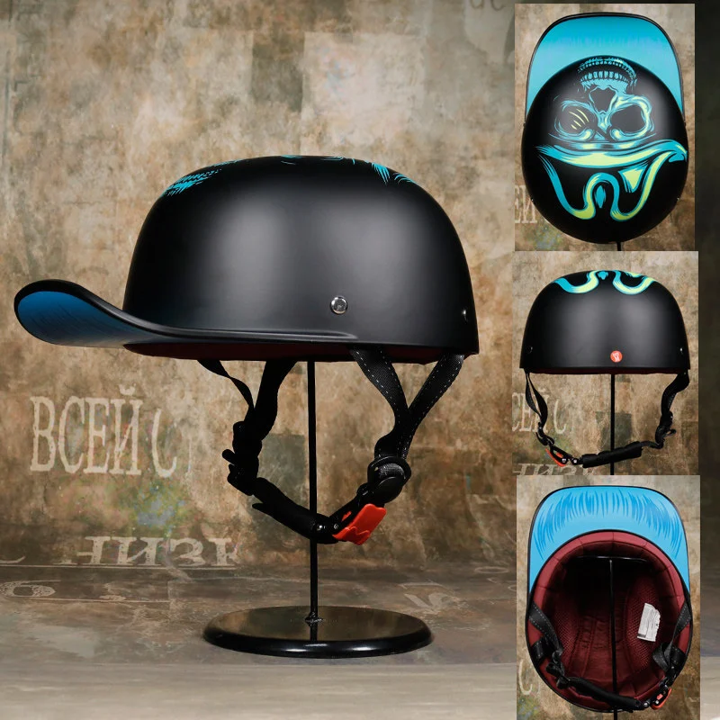 Casque demi-jet pour scooter, style scoop, protection légère et confortable. Parfait pour la ville et les courts trajets en moto.